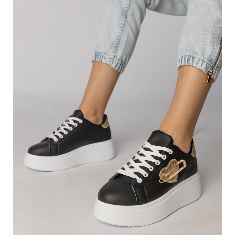Black Sneakers with heart and safety pin Lerisol 1