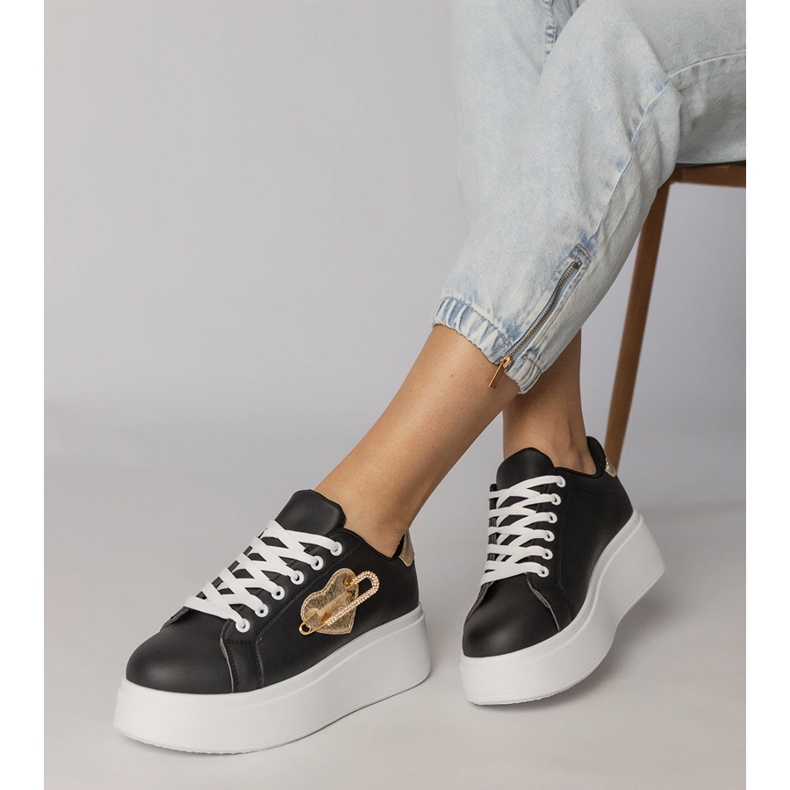 Black Sneakers with heart and safety pin Lerisol 2 Black Sneakers with heart and safety pin Lerisol 2