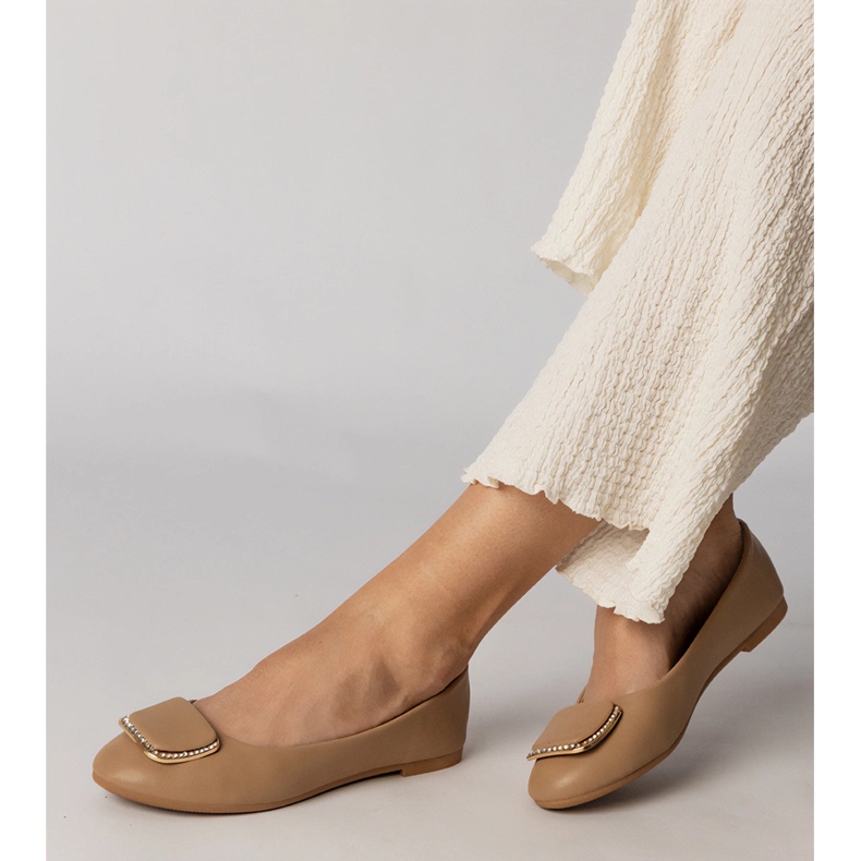 Brown women's ballerinas with zircons 2 Brown women's ballerinas with zircons 2