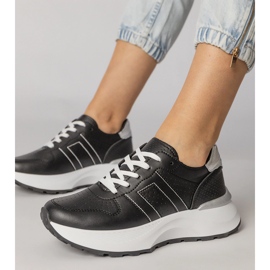 Black sports sneakers with a silver insert 1