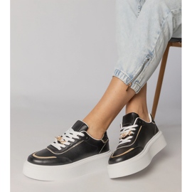 Black sneakers decorated with glitter and zircons 2