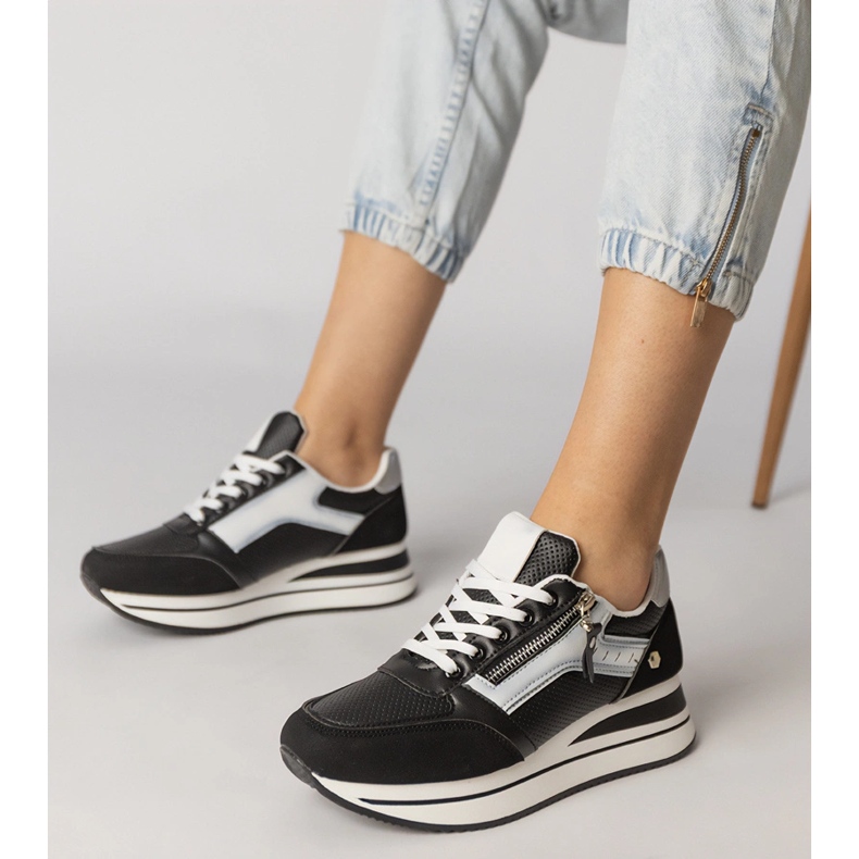 Black sports sneakers decorated with a slider 1