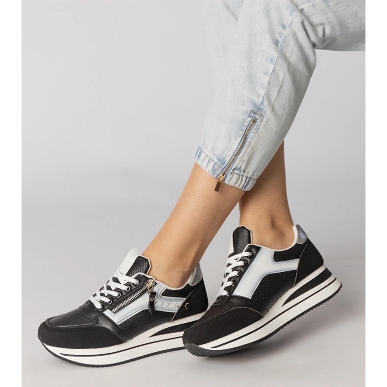 Black sports sneakers decorated with a slider 2