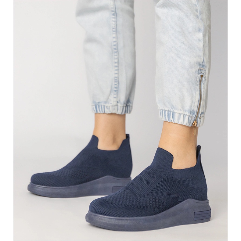 Navy blue sock sneakers 1