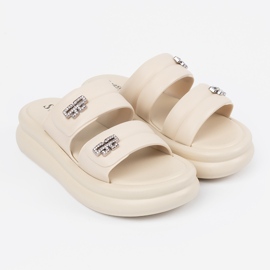 Seastar Light -beige women's flip flops on the platform 1