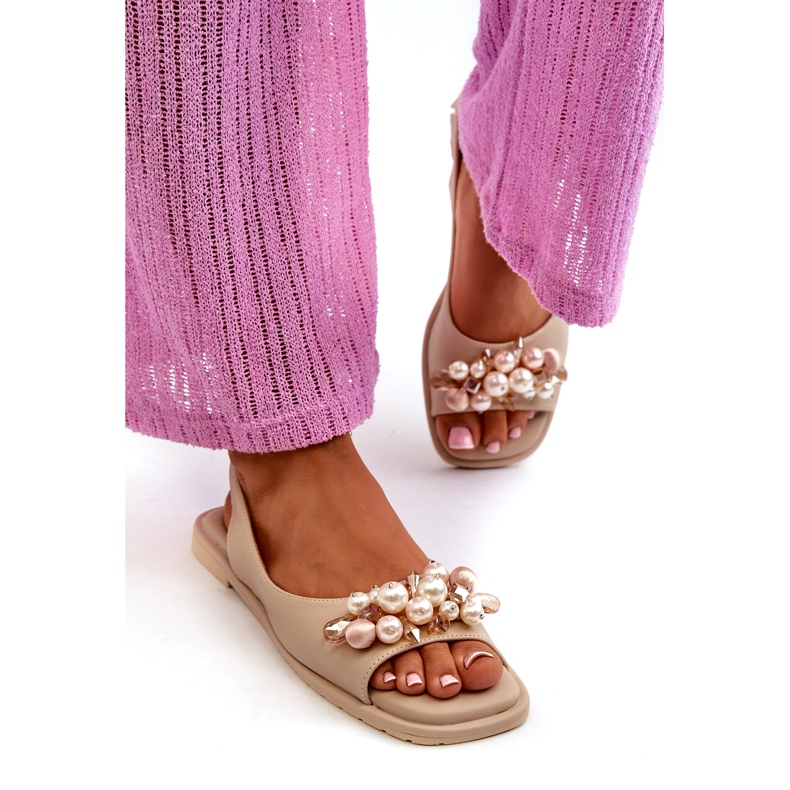 Women's Sandals With Decorations S.Barski KV27-004 Beige 2