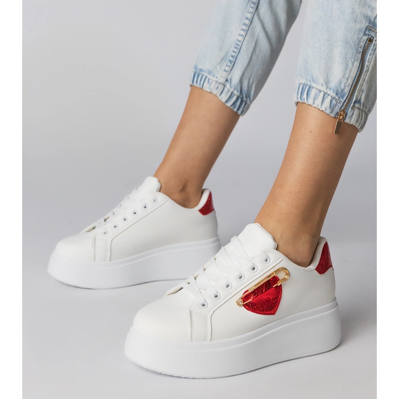 White sneakers with a red heart 1 White sneakers with a red heart 1