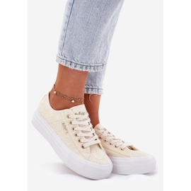 Women's sneakers with lace Lee Cooper LCW-25-31-3440L beige 1