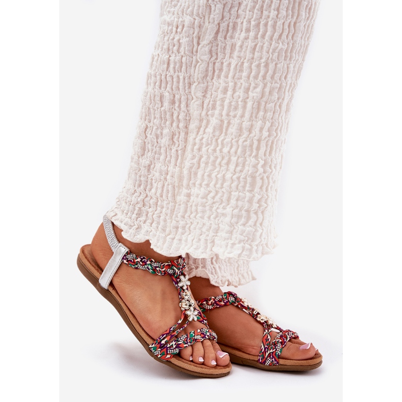 Flat women's sandals with braided stripes and pins Artiker 54C1322 Multikolor multicolored 1 Flat women's sandals with braided stripes and pins Artiker 54C1322 Multikolor multicolored 1