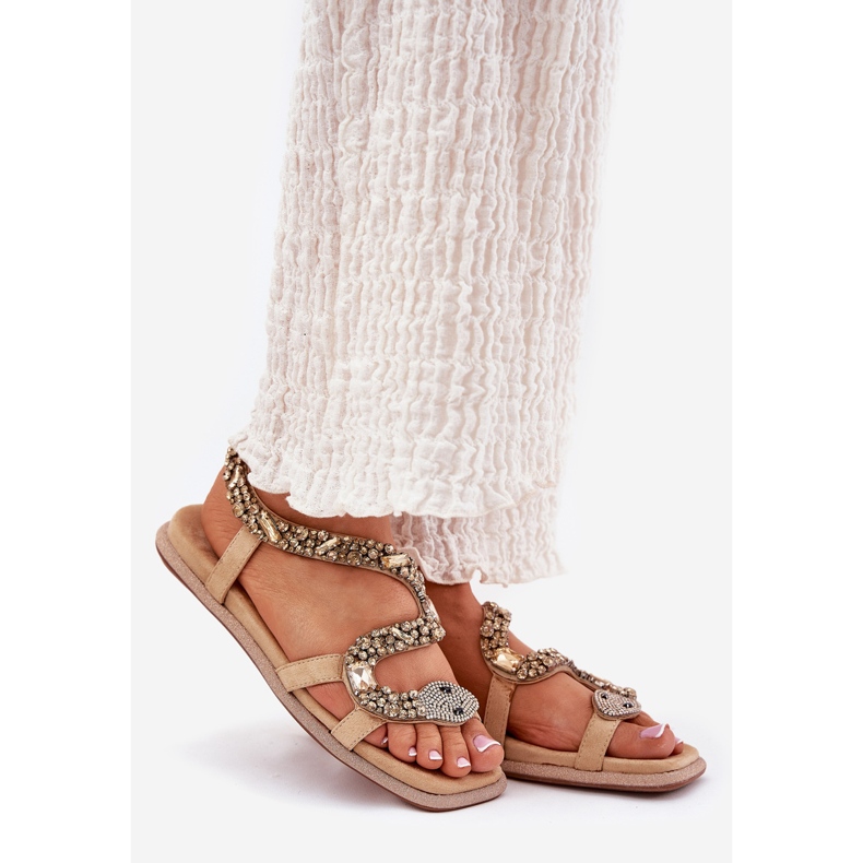 Women's sandals with decoration Eco Sonflower ARTIKER 56C1361 beige 1 Women's sandals with decoration Eco Sonflower ARTIKER 56C1361 beige 1