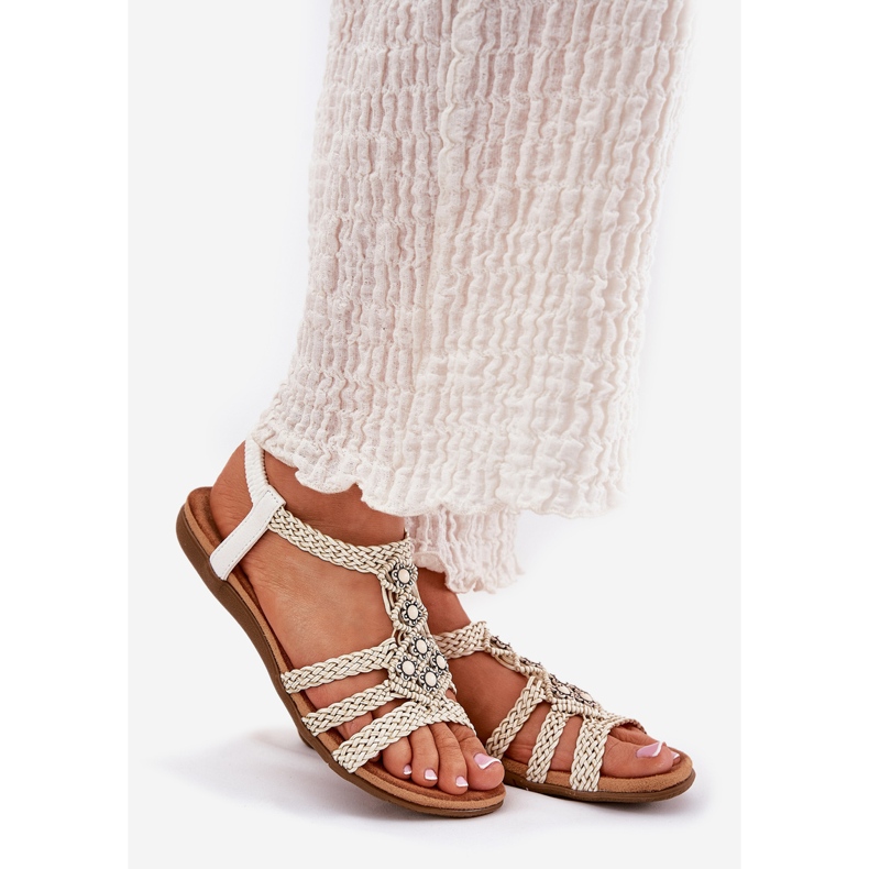 Flat women's sandals with braided Artiker 56C1323 Biale stripes white 1 Flat women's sandals with braided Artiker 56C1323 Biale stripes white 1