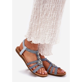 Women's flat sandals with braided Artiker 56C1325 Blue stripes 1
