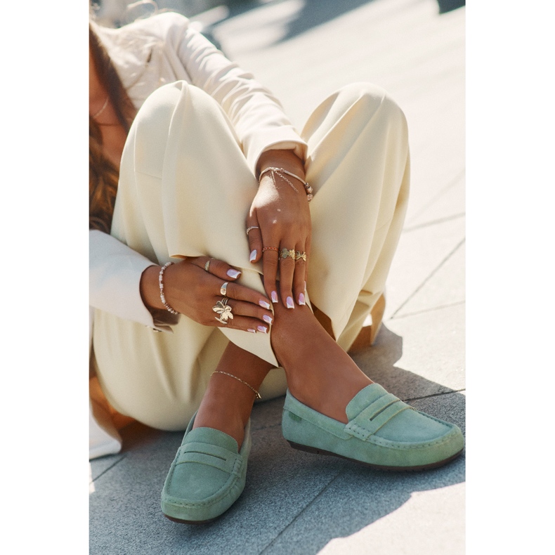 Women's suede loafers big star rr274945 green 2