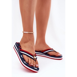 Women's flip -flops on wedges big star rr274a127 navy blue 2