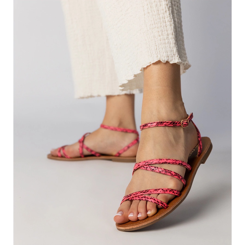 Pink sandals on a flat sole 1