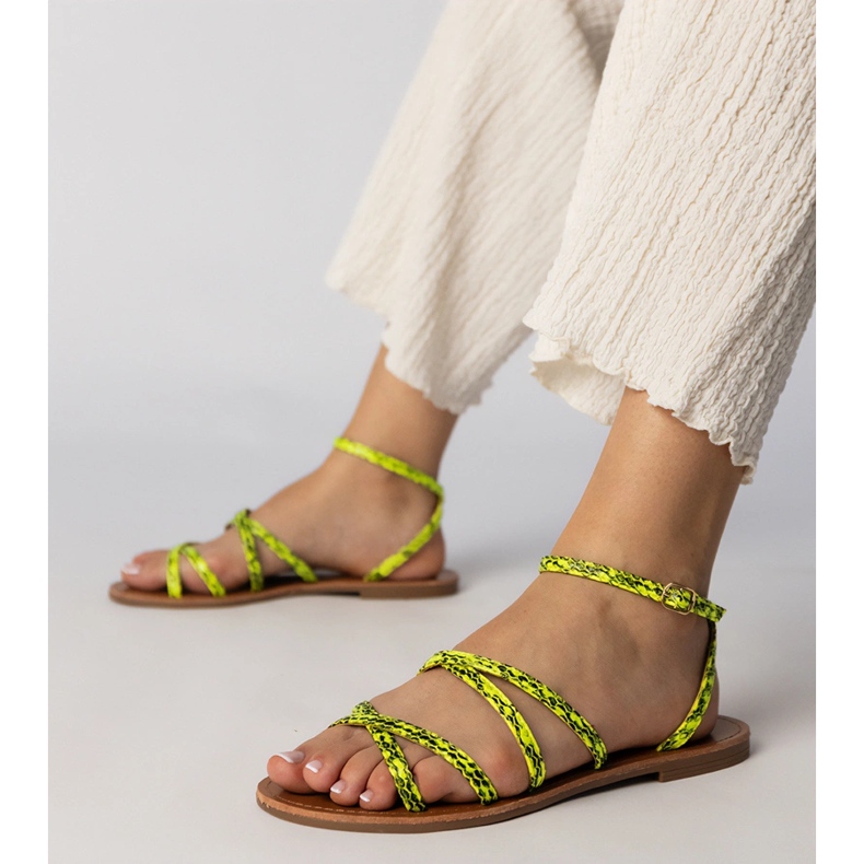 Yellow sandals on a flat sole 1