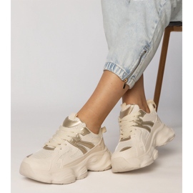 Beige Sneakers Women's Sports with a golden insertion 1 Beige Sneakers Women's Sports with a golden insertion 1