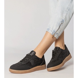 Black women's sneakers decorated with glitter 2