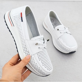 Evento Women's leather shoes openwork white event 8443 2