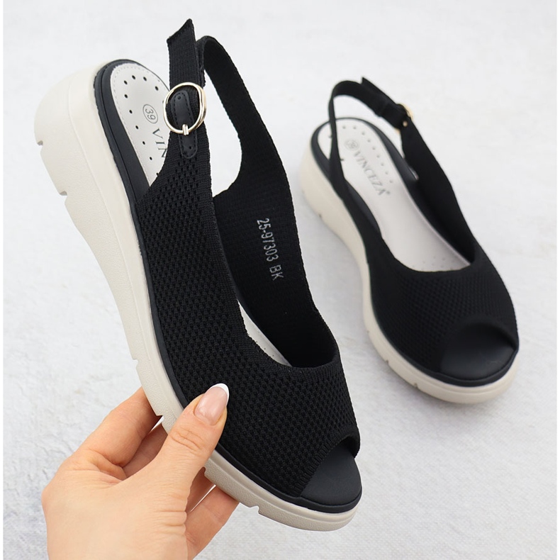 Women's sandals on wedges Black Vinceza 97303 1