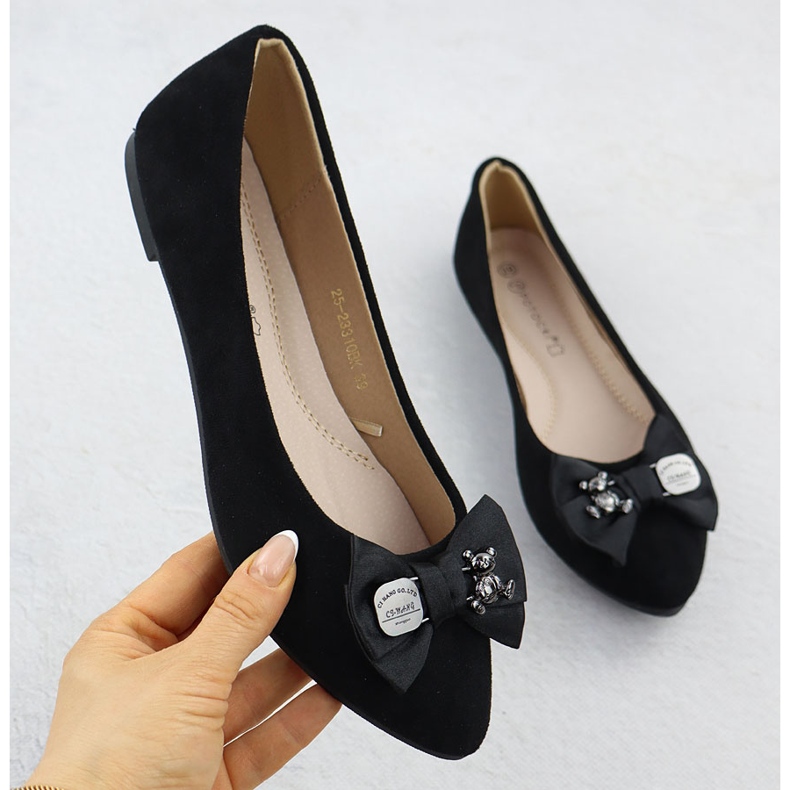 Women's ballerinas with a bow Black Potocki BB23310 1