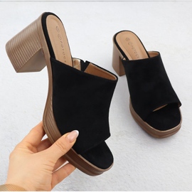 Women's suede flip flops on the Black Potocki post 54309 1