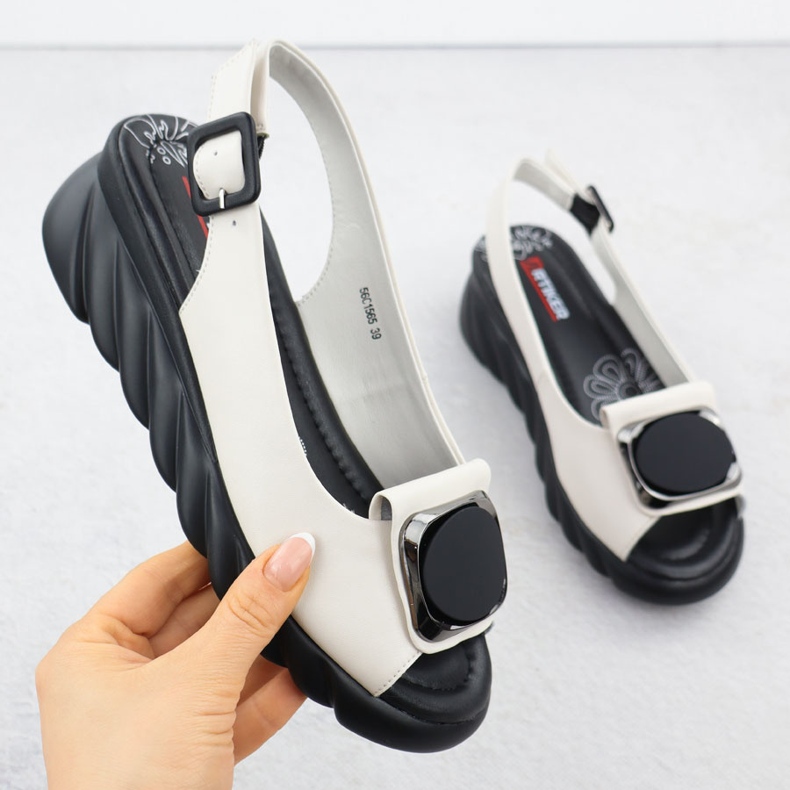 Women's leather sandals on wedge cream artiker 56c1565 creamy 1