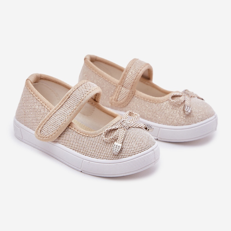Children's ballerinas with a gold bow golden 1