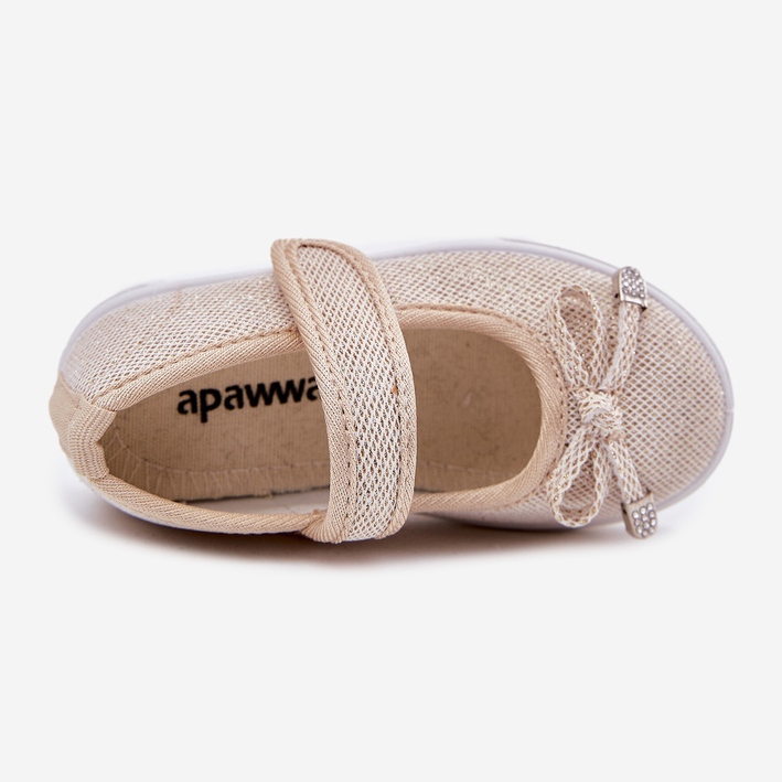 Children's ballerinas with a gold bow golden 2