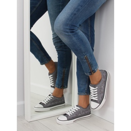 Gray lace women's sneakers NB89P gray grey 2
