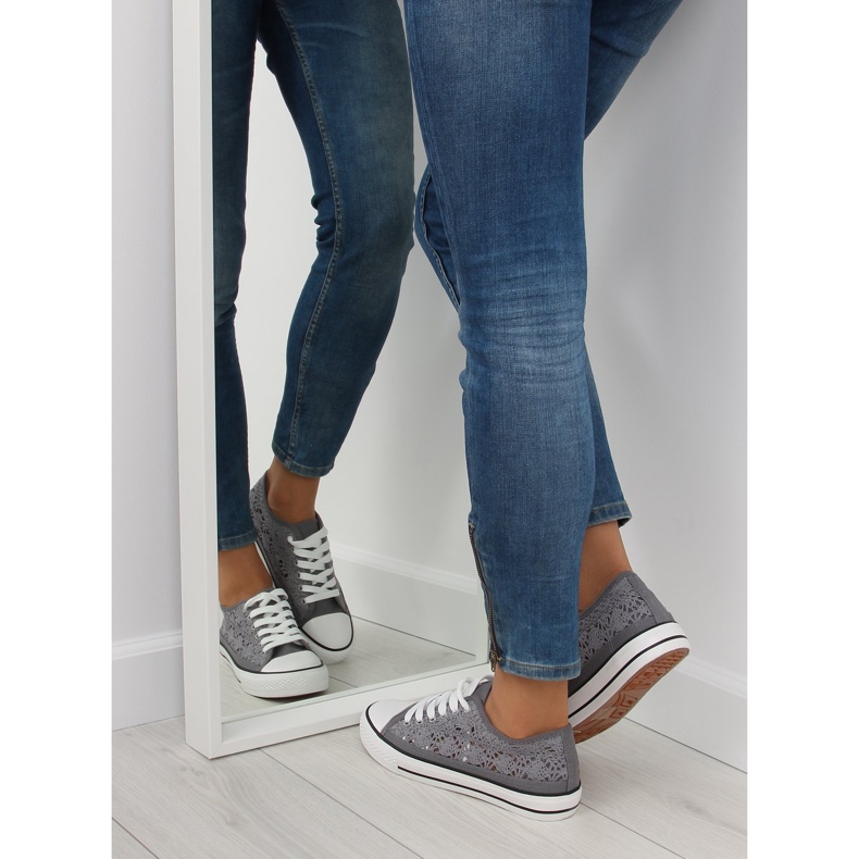 Gray lace women's sneakers NB89P gray grey 1 Gray lace women's sneakers NB89P gray grey 1