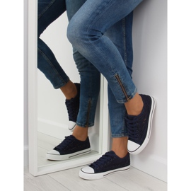 Navy blue lace sneakers for women NB89P Blue 2