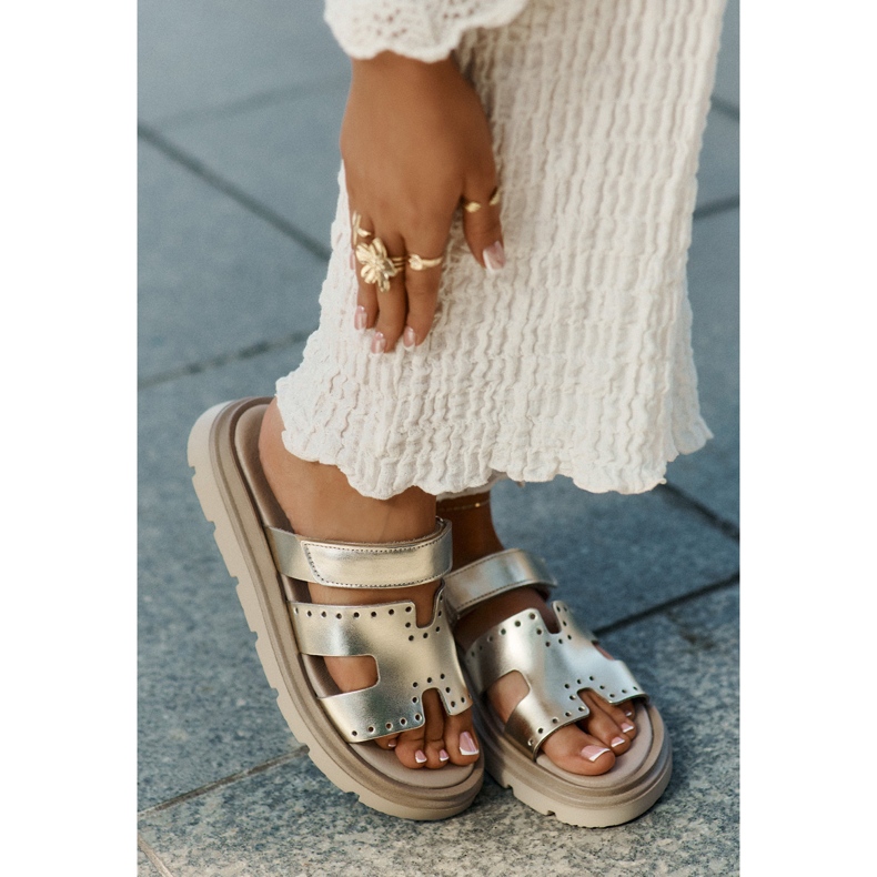 Women's natural leather slippers on the Zazoo 40440 gold platform golden 2 Women's natural leather slippers on the Zazoo 40440 gold platform golden 2