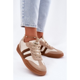 Women's sneakers with eco suede beige 2