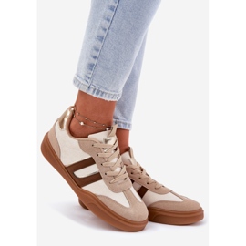 Women's sneakers with eco suede beige 1