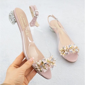 S.Barski Transparent women's high heels with pink D&A zircons by S. Barski MR51-709 1 S.Barski Transparent women's high heels with pink D&A zircons by S. Barski MR51-709 1
