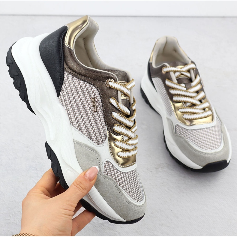 Women's leather sneakers Beige Evento 8234 grey 1