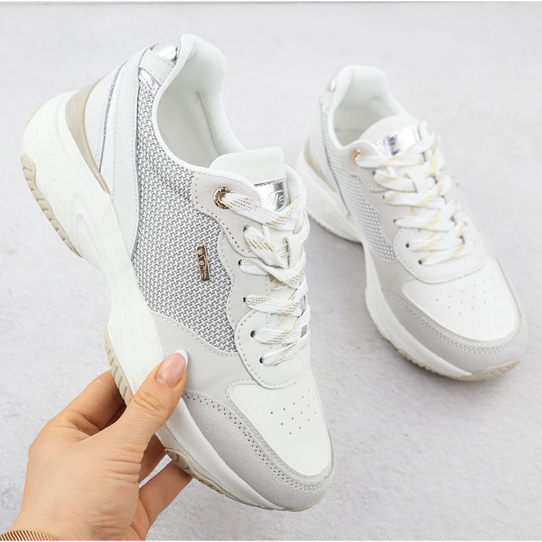 Women's leather Sneakers White Evento 8238 grey 1