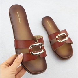 Women's slippers with decoration brown Sergio Leone SK077H 1 Women's slippers with decoration brown Sergio Leone SK077H 1