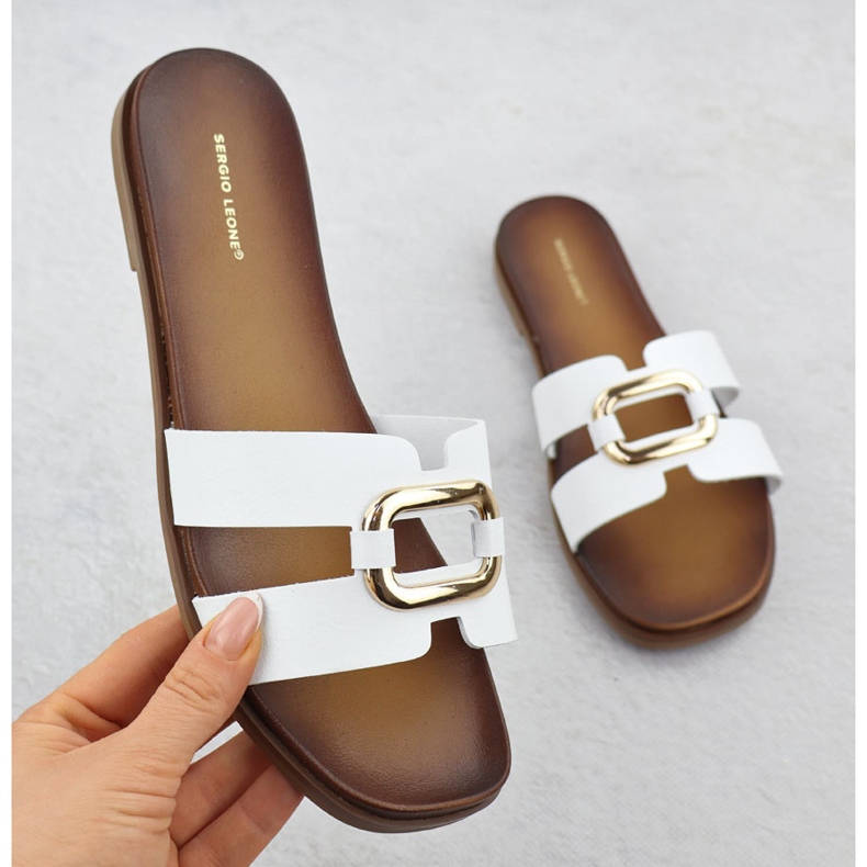 Women's flip flops with white Sergio Leone SK077H 1