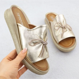 Women's leather flip flip flops T.Sokolski L25-154 golden 1 Women's leather flip flip flops T.Sokolski L25-154 golden 1