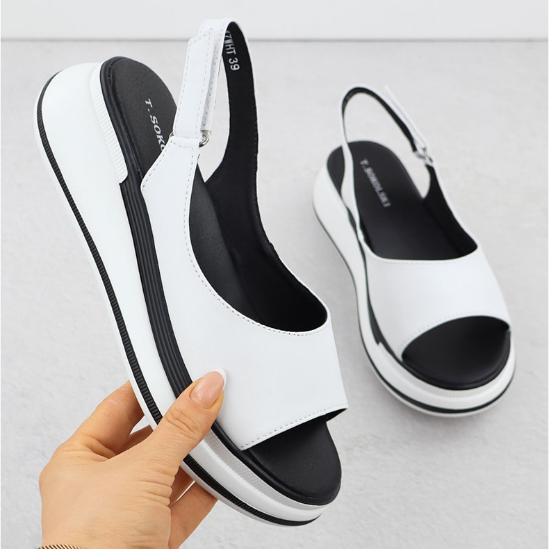 Women's leather sandals for white wedges T.Sokolski L25-247 1 Women's leather sandals for white wedges T.Sokolski L25-247 1