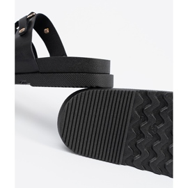 Seastar Black women's slippers decorated with three stripes with rhinestones 2