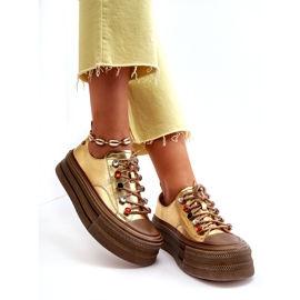 Women's Platform Sneakers GOE NN2N4055 Gold golden 1