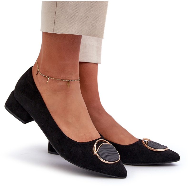 Women's low-heeled women's pumps with eco-eco-s.barski KV27-037 black 5