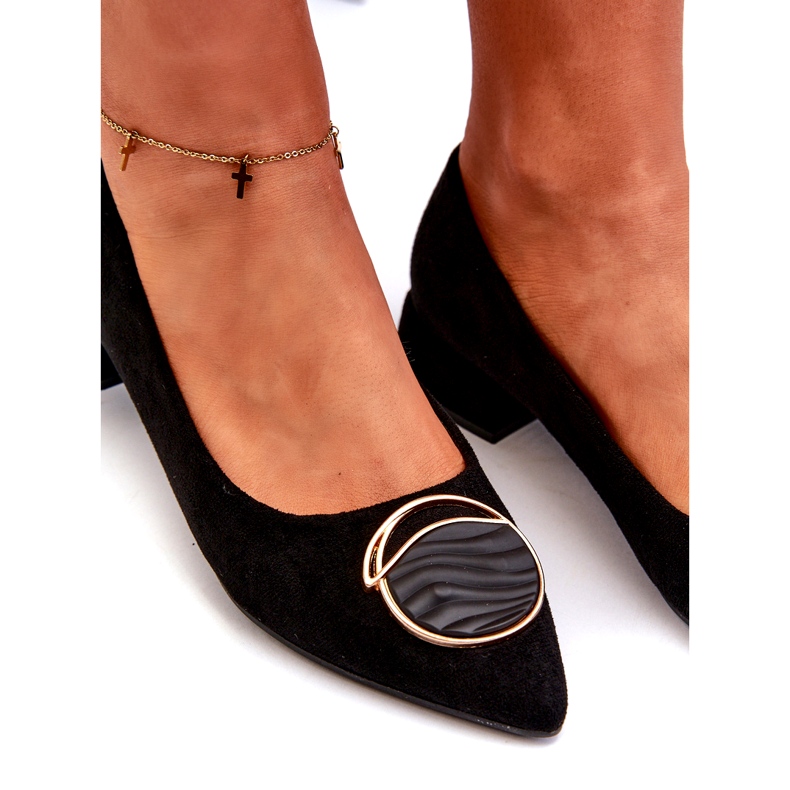 Women's low-heeled women's pumps with eco-eco-s.barski KV27-037 black 4