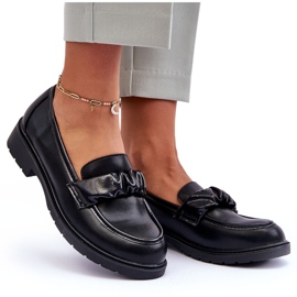S.Barski Flat -heeled leather loafers black with decoration S. Barski HY335 4