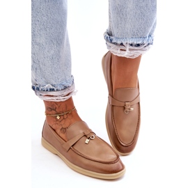 Women's beige leather moccasins 4