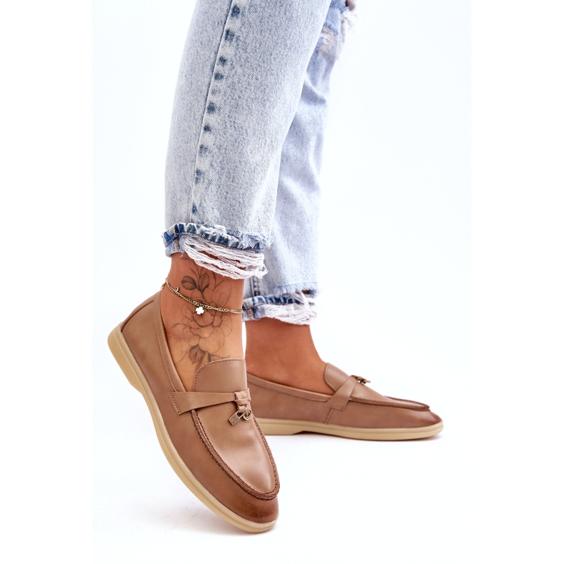 Women's beige leather moccasins 3 Women's beige leather moccasins 3