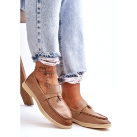 Women's beige leather moccasins 1